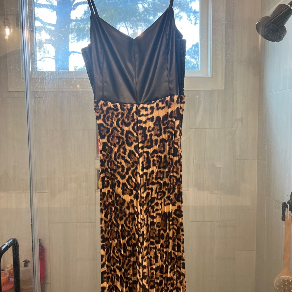 Leopard Print Maxi Dress with Black Top